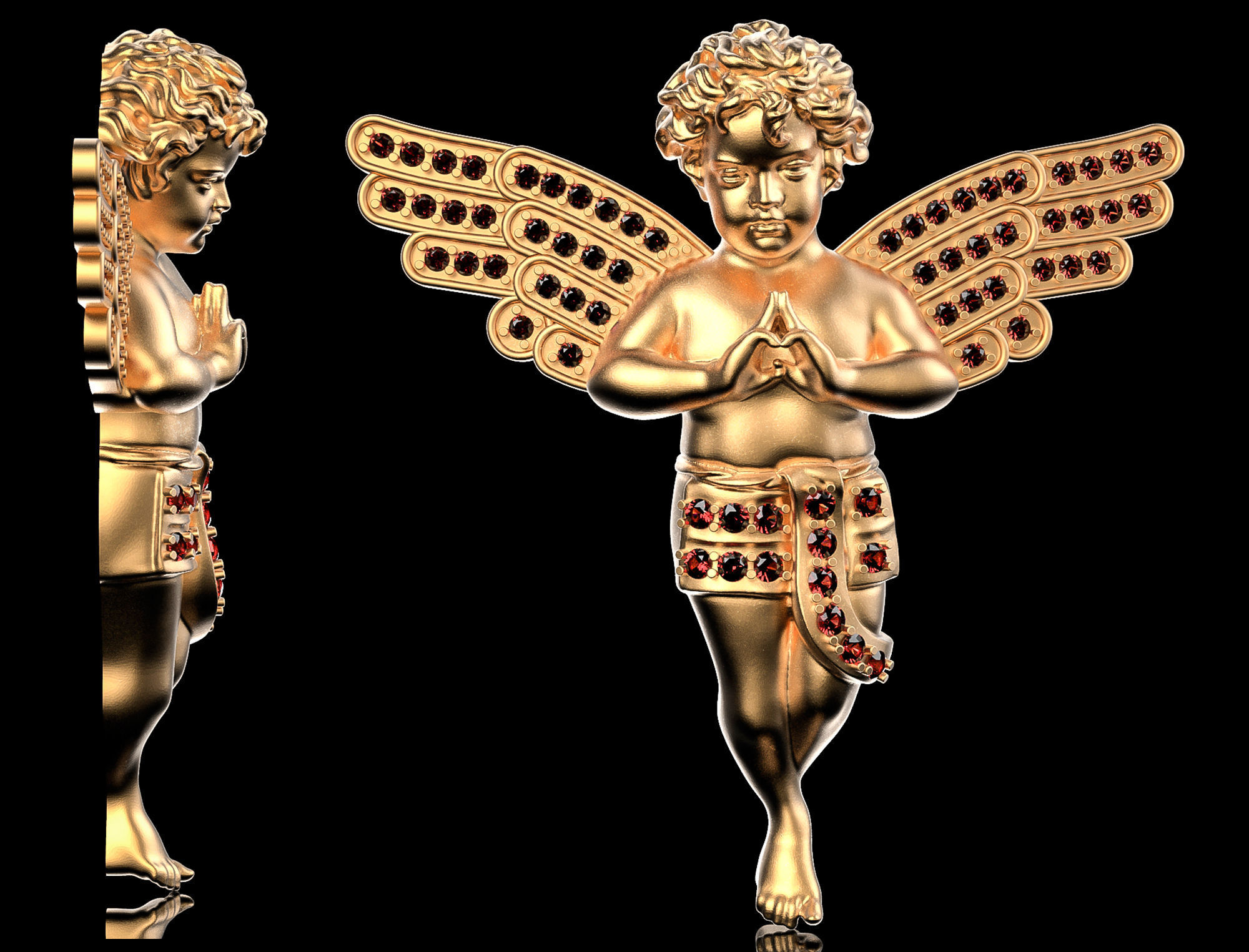 baby angel diamond pendant jewelry gold silver printable religion pendants 3dangel wings canada 3D print model - Mito3D