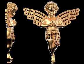bambino angelo diamante pendente gioielleria oro argento stampabile religione ciondoli 3dangel ali canada 3d print model - Mito3D