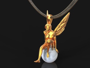 ángel colgante de la impresión 3d joyería pendiente oro joya cuarzos imprimible 3dprint 3dmodel colgantes 3d print model - Mito3D