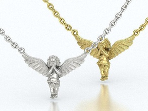 ange pendentif collier prier mini 3dmodel bijoux cupidon aile pendentifs ailes or bijou argent colliers anges saint 3d print model - Mito3D