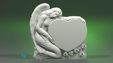 anjo rosa coração stl obj mlt ilustração escultura arte estátua monumento menina mármore granito cnc 3d impressão símbolo esculturas 3d print model - Mito3D