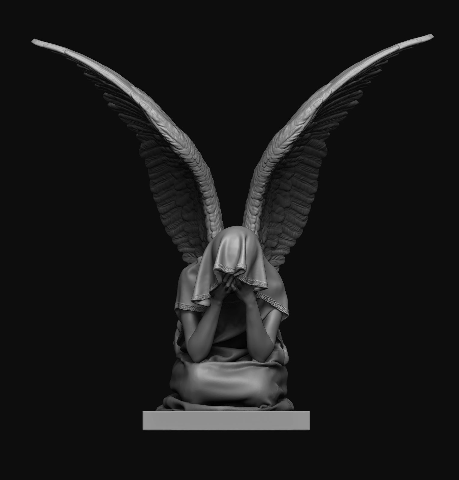 angel statue sculpture wings cemetery graveyard grave art sculptures 3D print model - Mito3D