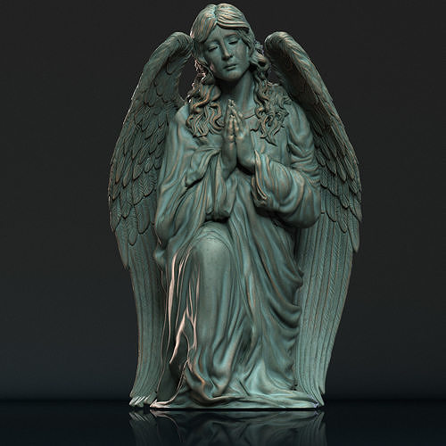 ange statue 05 soulagement ailes dieu cimetière religion religieux bijoux jésus christian catholique classique mort cnc impression art sculptures mèremaria miniatures 3D print model - Mito3D