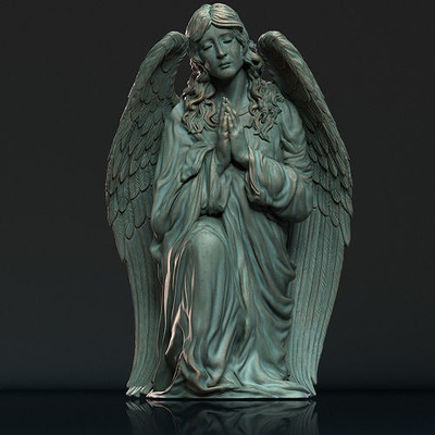 ange statue 05 soulagement ailes dieu cimetière religion religieux bijoux jésus christian catholique classique mort cnc impression art sculptures mèremaria miniatures 3d print model - Mito3D