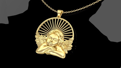angel sun pendant jewelry gold sleeping printable jewel jewellery wedding 3d print 3dprint pendants model sculpture 3d print model - Mito3D