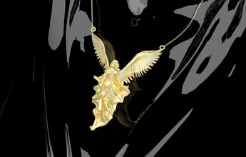 angel wind pendant jewelry gold statue 3d print 3dprint model printable jewellery pendants silver jewel sculpture 3d print model - Mito3D