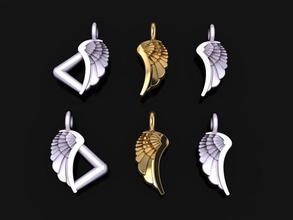 angel wing double sides pendant small size jewelry necklace charm wings bird relgion religious dainty mix style women unisex men fashion god jesus pendants 3d print model - Mito3D