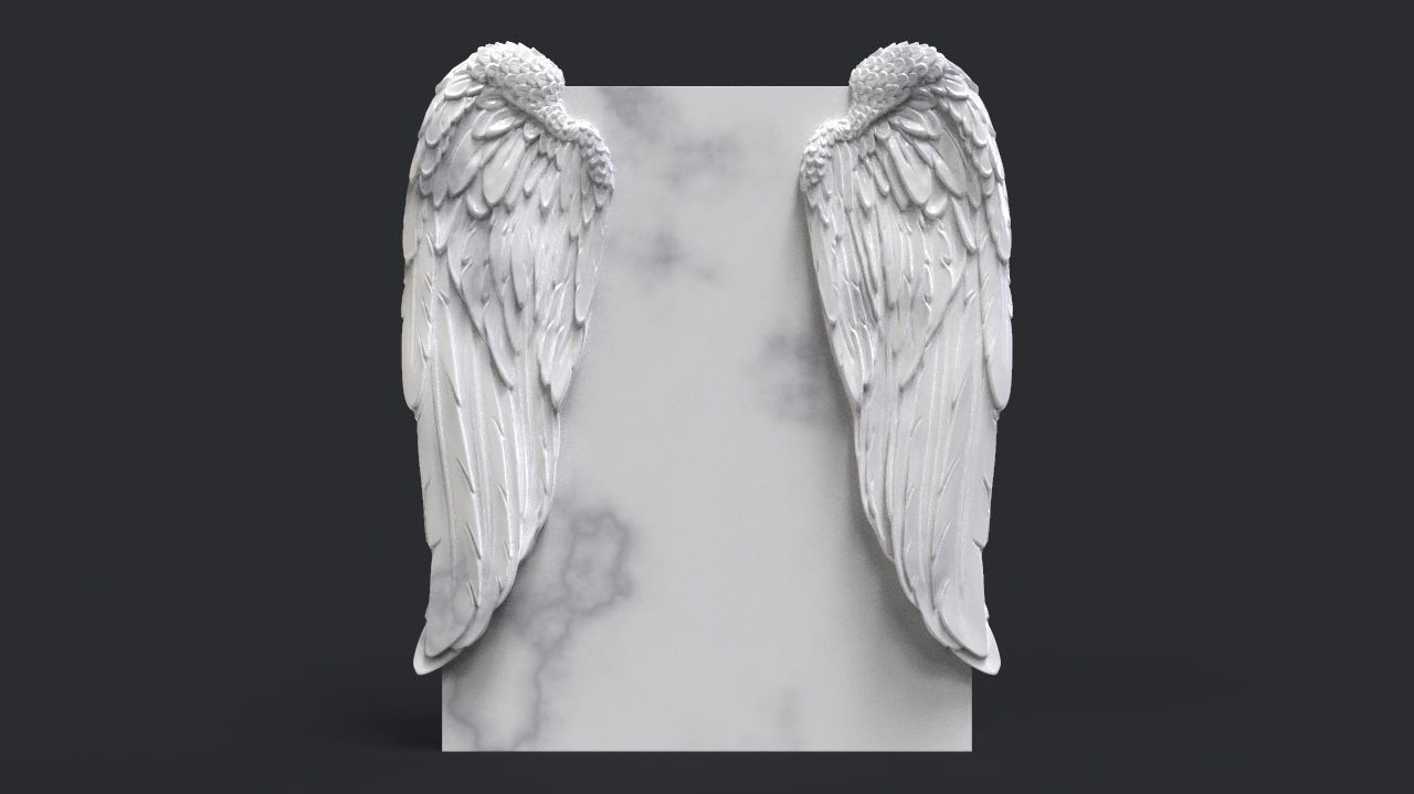 melek kanat mezar taşı cncmodel cnctombstone anıt cnccarvemodel cncrelief mezarlık ölüm kalp dua etmek kanatlar sanat heykeller 3D print model - Mito3D