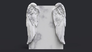 angel wing headstone cncmodel cnctombstone tombstone memorial monument cnccarvemodel cncrelief tomb grave gravestone cemetery graveyard death heart prayin wings art sculptures 3d print model - Mito3D
