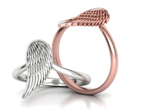 angel wing ring fashion 3dmodel wings rings jewelry printable v shape cad usa canada europe italy france uk mexico asia 3d 3d print model - Mito3D