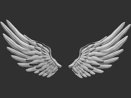 angel wings wing feather fly sculpture bird flying cupid cherub statue art sculptures 3d print model - Mito3D