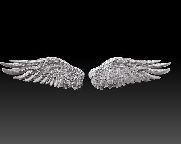 melek kanatlar 3d model 2 kanat uçan heykel kuş tüyü sanat heykeller uçmak kartal hayvan yazdır cnc takı mücevher kolye 3D print model - Mito3D