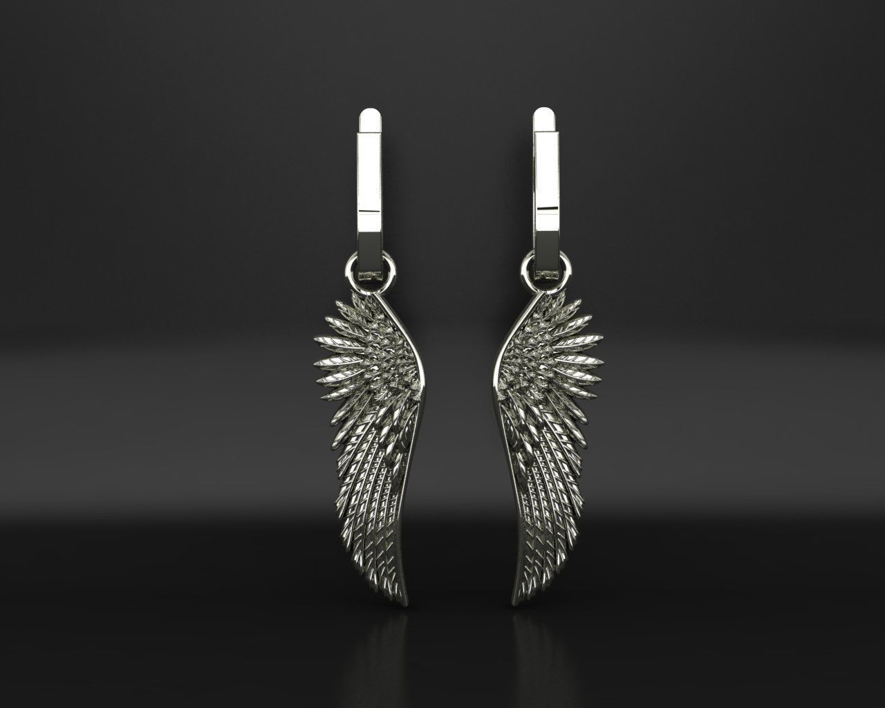 angel wings earrings jewel jewellery printable fly flight rings jewelry wing beauty texture oxidized feather flying bird nature earring 3D print model - Mito3D