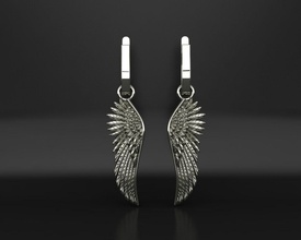 ange ailes boucles d'oreilles bijou bijoux imprimable mouche vol anneaux aile beauté texture oxydé plume volant oiseau nature boucle d'oreille 3d print model - Mito3D