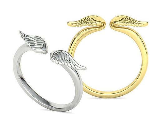 angel wings fashion ring womens 3dmodel jewelry usa canada europe uk israel mexico printable classic band rings bespoke cad lost wax 3d print model - Mito3D