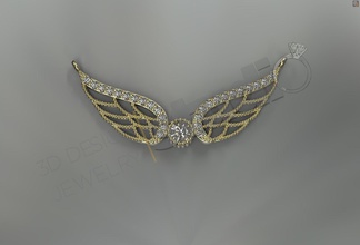 ange ailes pendentif gemmes 3d modèle aile impression bijou bijoux or argent mode art gemme anges pendentifs 3d print model - Mito3D