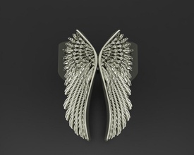 ángel alas anillo joya joyería imprimible volar vuelo anillos ala moda belleza textura oxidado pluma volador pájaro naturaleza 3d print model - Mito3D