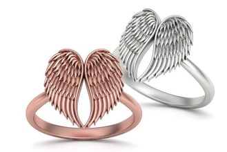 angel wings ring fashion printable 3dmodel wing pendant rings usa canada europe united states stackable israel france gold 3dprint solid jewelry 3d print model - Mito3D