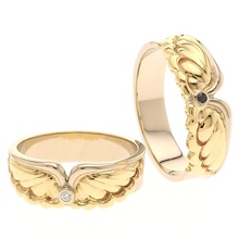 angel wings wedding ring jewelry gold luxury precious shining diamond wing tenderness delight printable fashion engagement gem jewel bird cherubim rings 3d print model - Mito3D