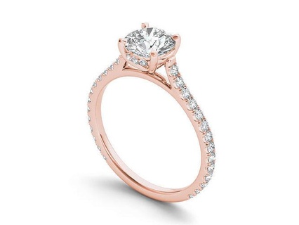 angelic diamonds rose gold solitaire 3d model cad file collection diamond ring dimaond engagement halo holiday jewelry rings stl wedding women womenring 3d print model - Mito3D