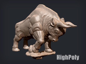 anger stone bull 3d printing cow cattle bossy carve mould sculpture grave chisel engrave souvenir gift high poly sculptures art 3d print model - Mito3D