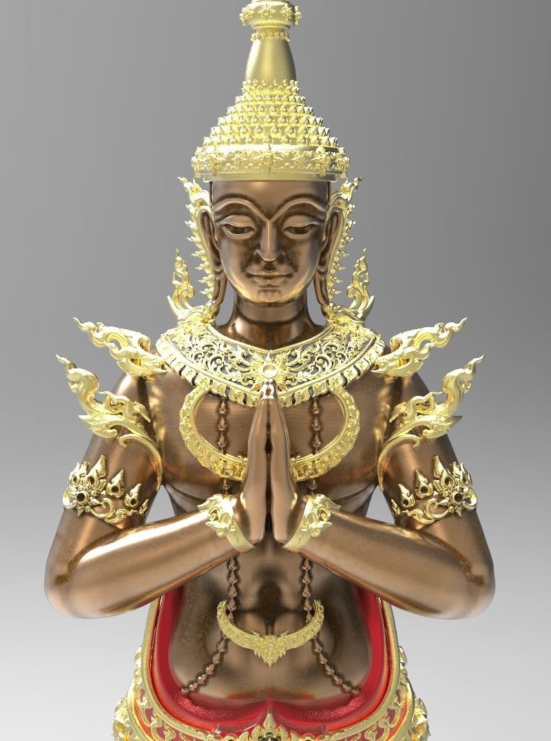 angle thai pattern - 3d printing model art full half length buddha sculptures 3D print model - Mito3D