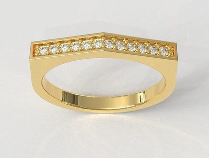 açılı elmas yüzük yüzükler altın takı paulorani 39 ye modaya uygun moda klasik modern gümüş mücevher düğün değerli taş geometrik 3d print model - Mito3D