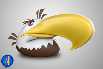 angry bird v01 jogos-brinquedos irritado pássaro voar jogo amarelo animais 3d imprimir céu móveis dos desenhos animados jogos brinquedos de natureza printable personagem do 3d print model - Mito3D