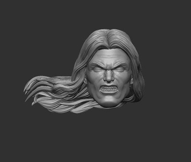 angry long haired hero - headsculpt action figures toy toys games 3dprint superman dc universe custom 3d print model - Mito3D