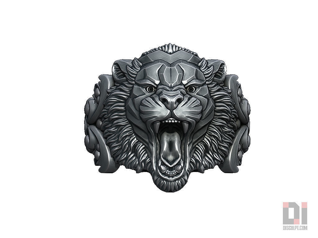 tigre enojado alivio de la joyería anillo tiger cat agresivos amur siberiano animal cara cabeza salvaje naturaleza león pantera leopardo bestia los anillos 3D print model - Mito3D