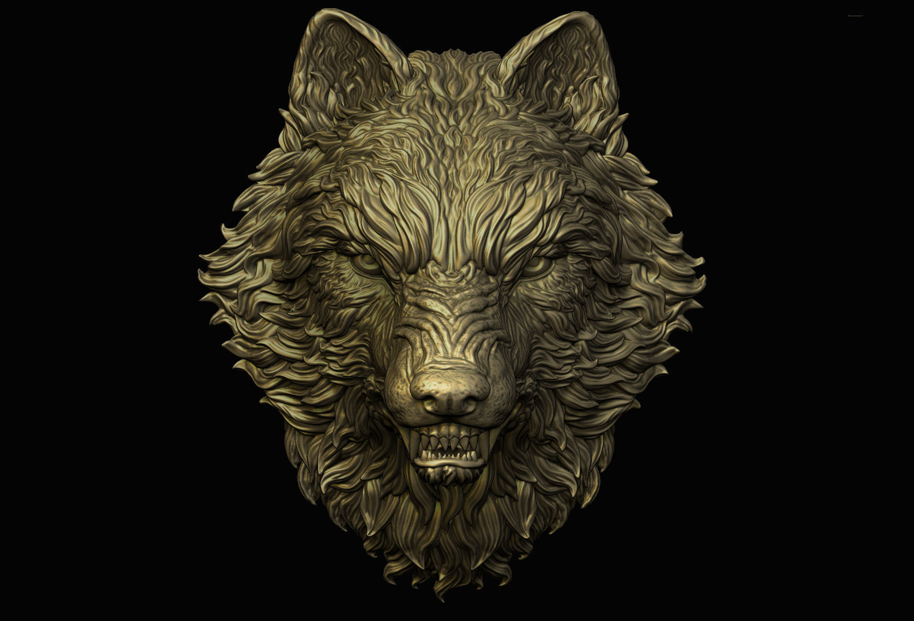 angry wolf pendant head relief medallion jewelry jewellery animal art sculptures 3D print model - Mito3D