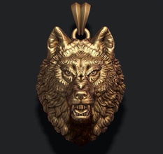 angry wolf pendant jewelry jewellery stone silver jewel nature head obj stl rhino men cad male necklace wolfhead angrywolf necklaces 3d print model - Mito3D