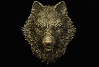 angry wolf pendant head relief medallion jewelry jewellery animal art sculptures 3d print model - Mito3D