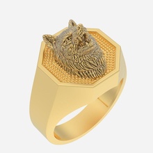 wütend wolf ring silber gold drucken anhänger manring statue bildhauerei druckbar tier juwel engagement diamant heiser ringe kunst skulptur mode schmuck 3d print model - Mito3D