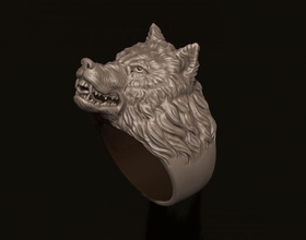 kızgın kurt yüzük takı mücevher kolye altın angrywolf doğa baş n gergedan erkekler giyim cad erkek wolfhead 3d print model - Mito3D