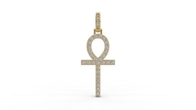 anhk pendant ankh egypt gold jewel diamonds silver pendants jewelry egyptian god religion ancient jewellery printable diamond cross ankhcross 3D print model - Mito3D