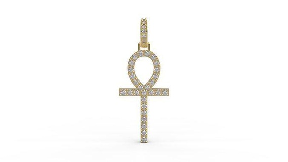 anhk pendant ankh egypt gold jewel diamonds silver pendants jewelry egyptian god religion ancient jewellery printable diamond cross ankhcross 3d print model - Mito3D