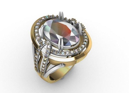 anillo cocktail squillare muffa 03 gioielleria oro diamante stampabile anelli gioiello gemma 3d print model - Mito3D