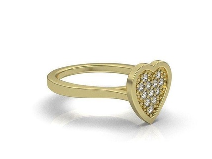 anillo corazon pave rings jewelry diamond ring printable wedding engagement jewel gold silver jewellery brilliant fashion beauty cad design carat 3d print model - Mito3D