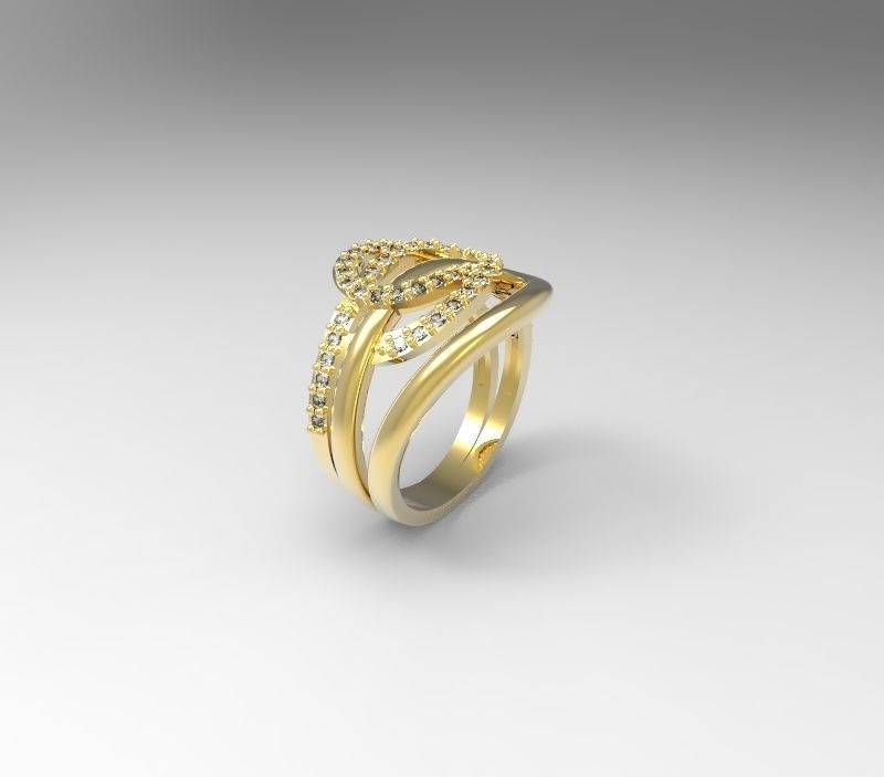 diamante squillare anillo joyeria collocamento spianare oro metallo bellissimo gioielleria anelli 3D print model - Mito3D
