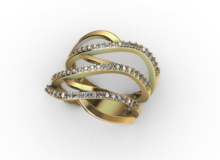 anillo entrelazado mod 01 jewelry gold luxury precious engagement cocotel ring printable jewel jewellery gem rings 3d print model - Mito3D
