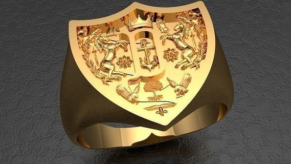 Anillo escudo letra sello bijoux anneaux bague 3d print model - Mito3D