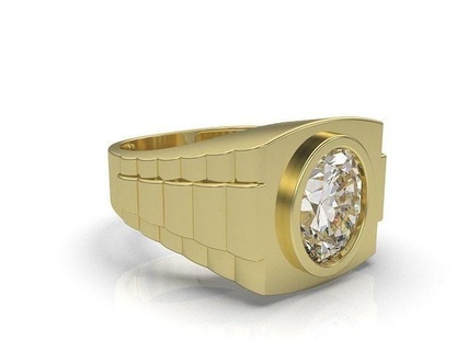 anillo estilo rolex piedra ovale gioielleria oro argento anelli squillare stampabile gioiello diamante moda bellezza platino brillante 3d print model - Mito3D