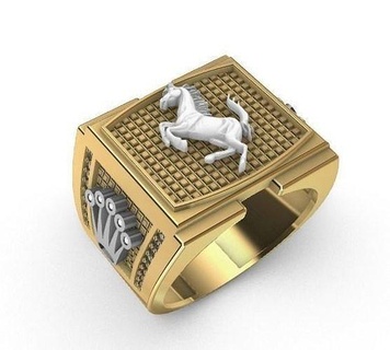 anillo pára hombre Caballo coroa Aplique homens anel cavalo homem joalheria argolas imprimível ouro diamante jóias animal escultura Projeto animais ferradura 3d print model - Mito3D