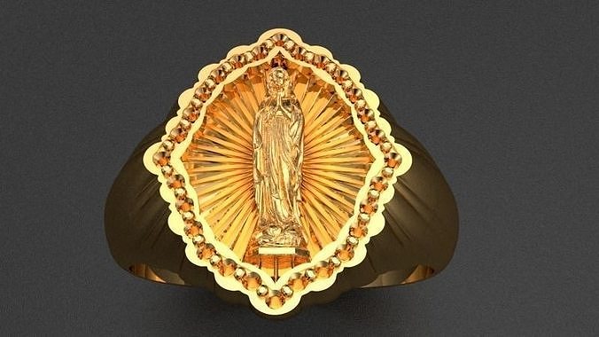 anillo virgen maria jewelry jesus mary pendants virgin catholic christ rings 3D print model - Mito3D