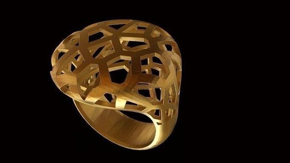 Anillo Voronoi yüzük takı altın Sanat yazdırılabilir gümüş yüzükler mücevher 3d print model - Mito3D