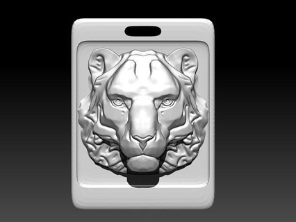 animal chat tigre Lion puma pendentif carré chef patron argent or homme femme symbole art vitré Bengale imprimable cnc soulagement bijoux pendentifs 3d print model - Mito3D
