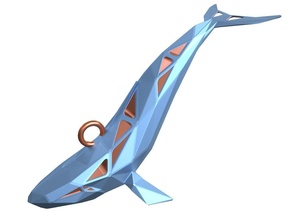 animal charme bleu baleine pendentif bijou bijoux beauté mignonne impression imprimable 3dprint accessoires clé chaîne porte clés bracelet collier voronoi bleue pendentifs 3d print model - Mito3D