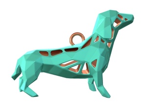 animal charm dachshund pose pendant jewel jewelry fashion beauty cute print printable 3dprint accessories key chain keychain bracelet necklace voronoi dog pendants 3d print model - Mito3D