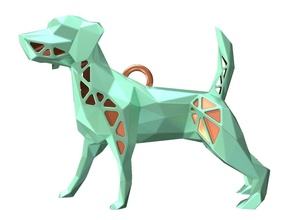 animal charme cão pose pingente jóia joalheria poli polígono poligonal fofa impressão imprimível 3dprint acessórios chave chaveiro pulseira colar voronoi pingentes 3d print model - Mito3D